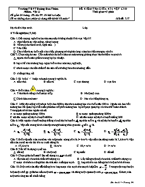 Đề kiểm tra giữa kì I môn Vật lí 10 - Mã đề 217 - Trường THPT Hoàng Hoa Thám (Có đáp án)